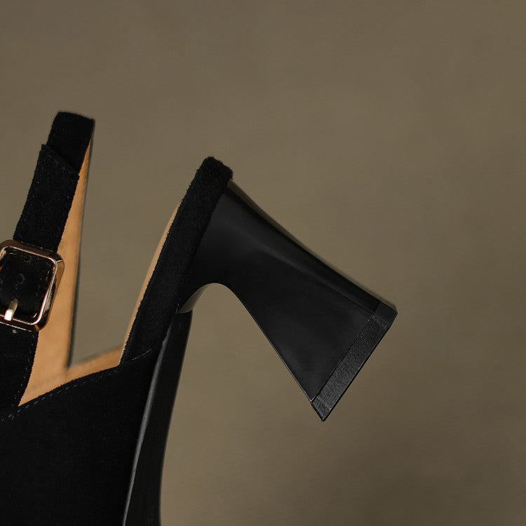 Buttery Suede Block Heel Ankle Strap Sandals