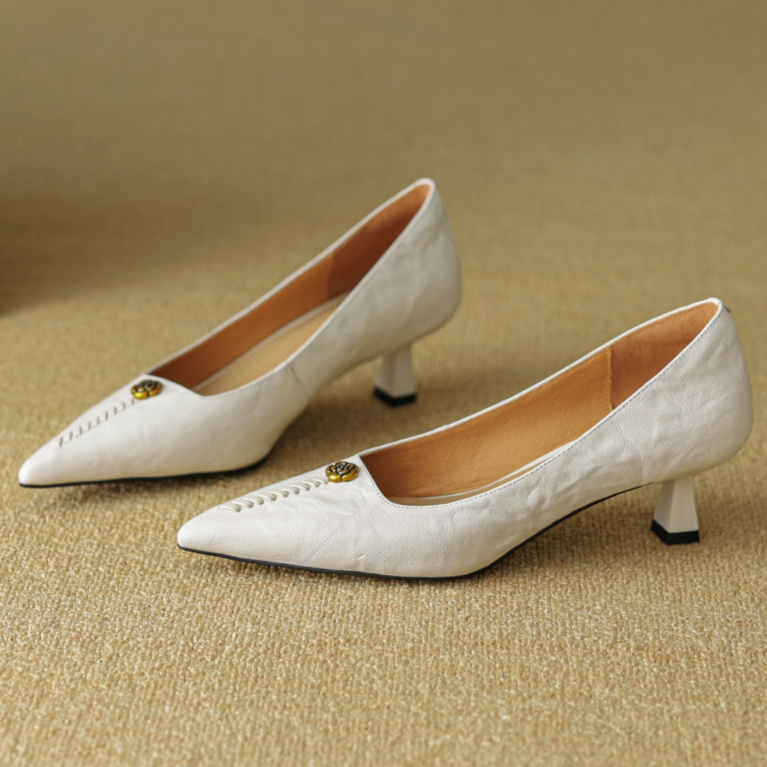 Classic Leather Mary Jane Block Heels