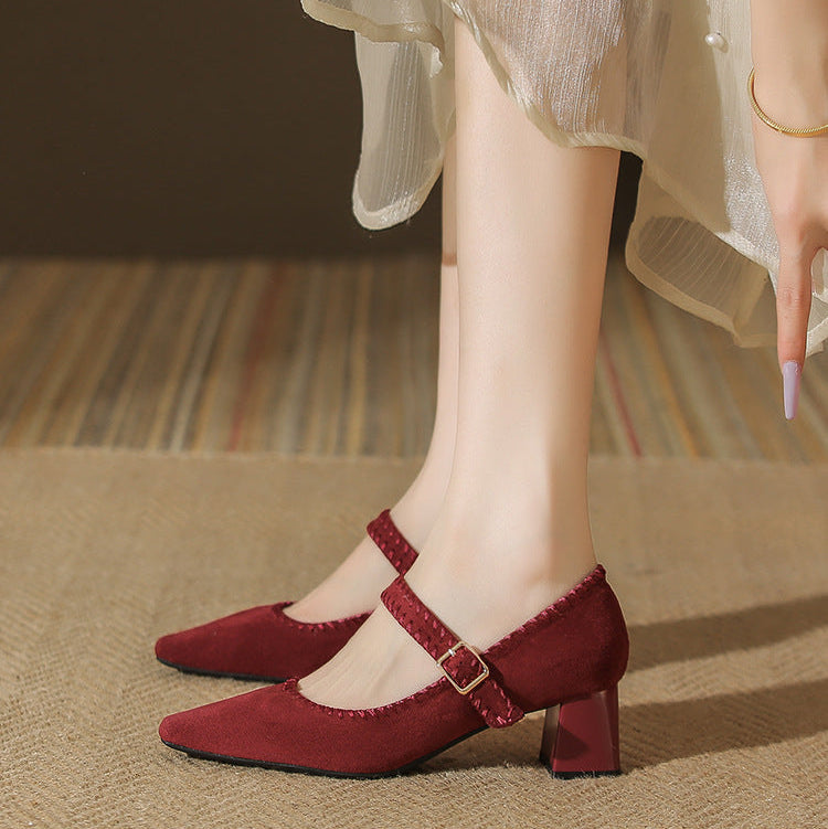 Suede Block Heel Lace-Up Sandals