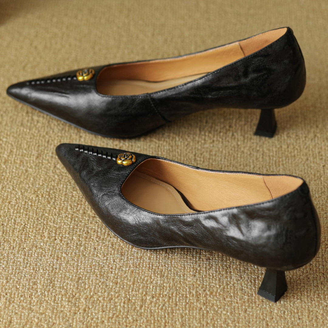 Classic Leather Mary Jane Block Heels