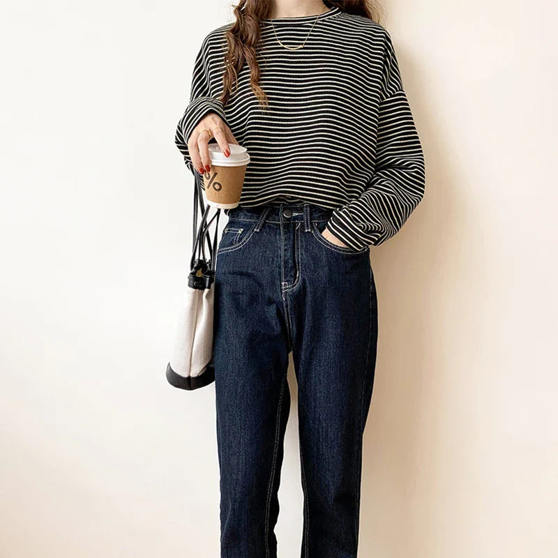 Striped Cotton Button-Up Long Sleeve Shirt