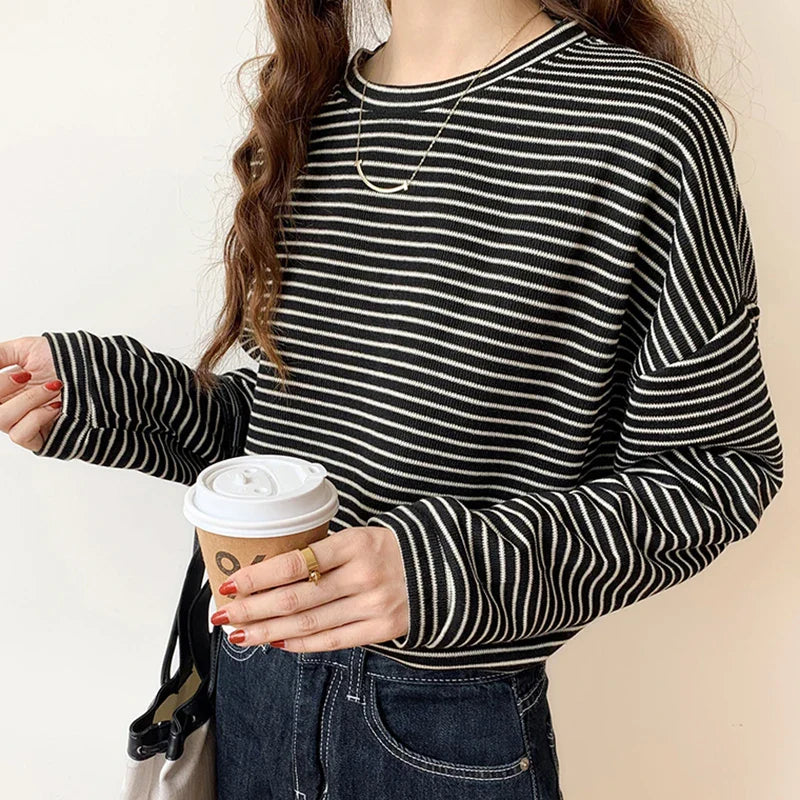 Striped Cotton Button-Up Long Sleeve Shirt