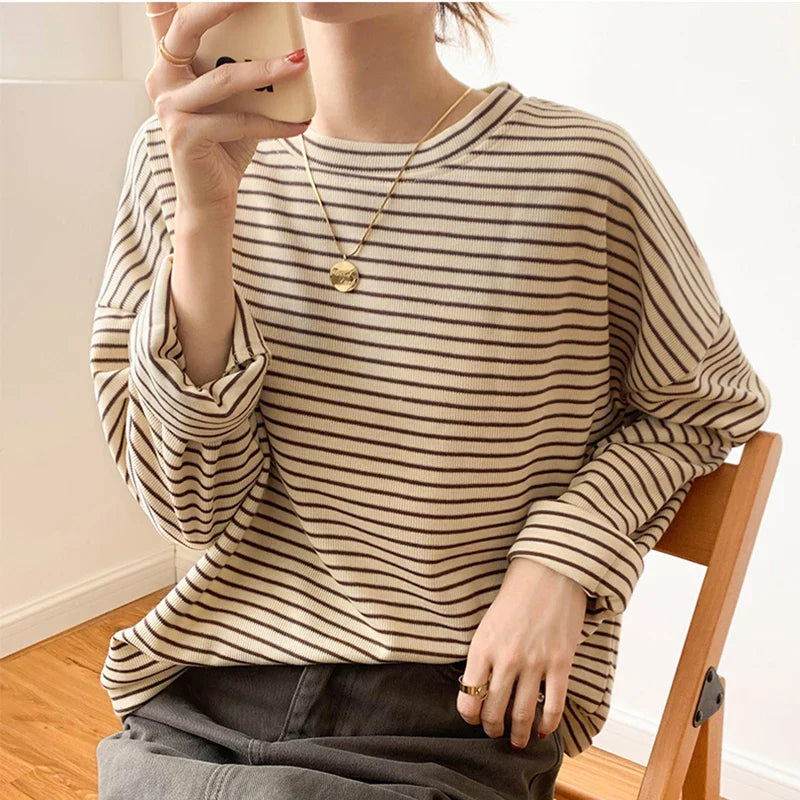 Striped Cotton Button-Up Long Sleeve Shirt