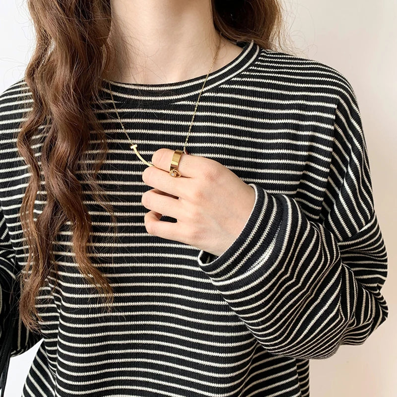 Striped Cotton Button-Up Long Sleeve Shirt