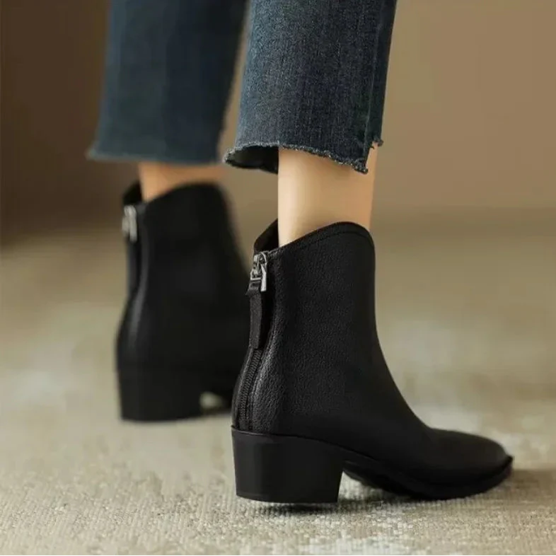 Classic Lace-Up Leather Ankle Boots