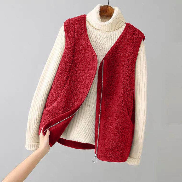 Soft Wool Zip-Front Utility Vest with Pockets