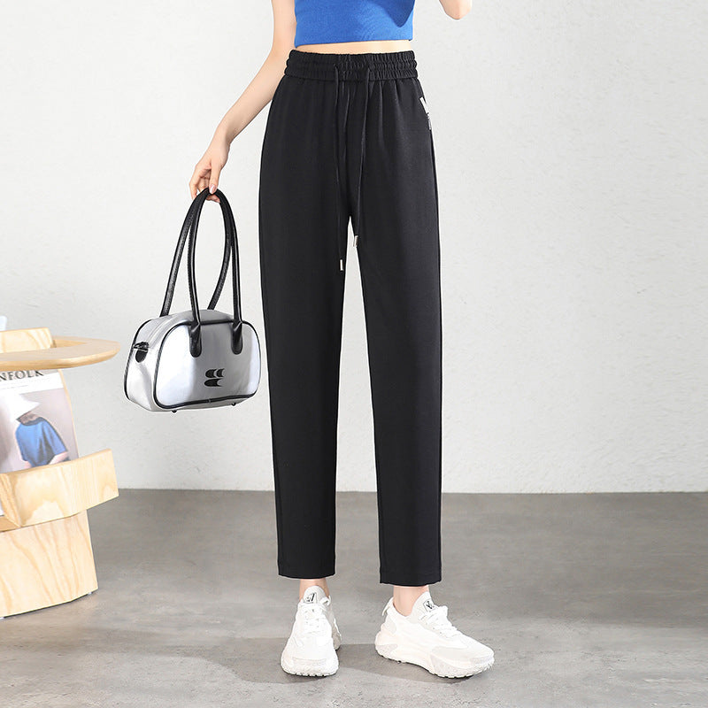 Lace Trim Silk-Blend Pull-On Trousers