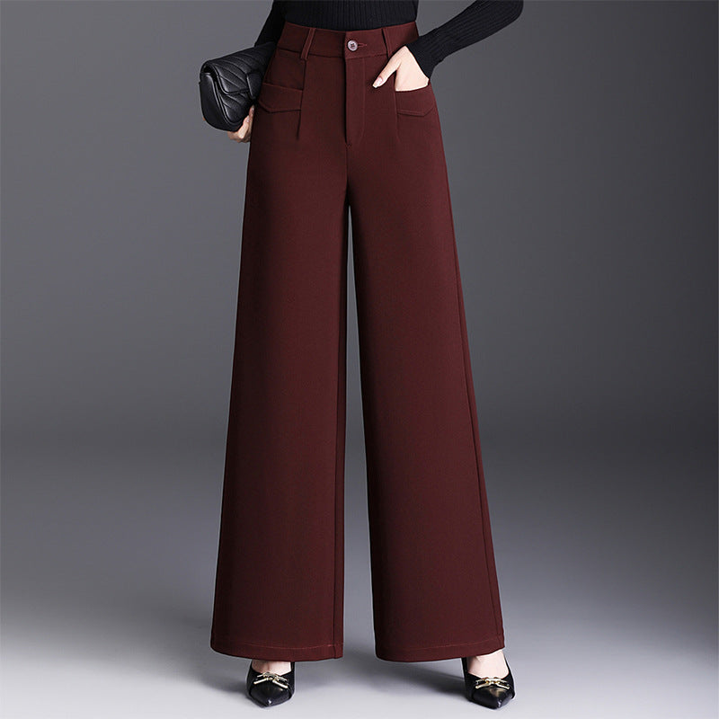 Fluid High-Waist Pleated Wide-Leg Trousers