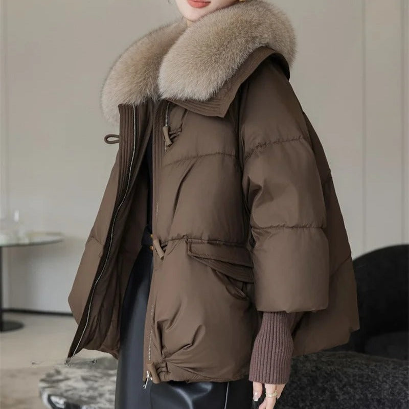 Oversized Faux Fur Collar Insulated Winter Parka Coat