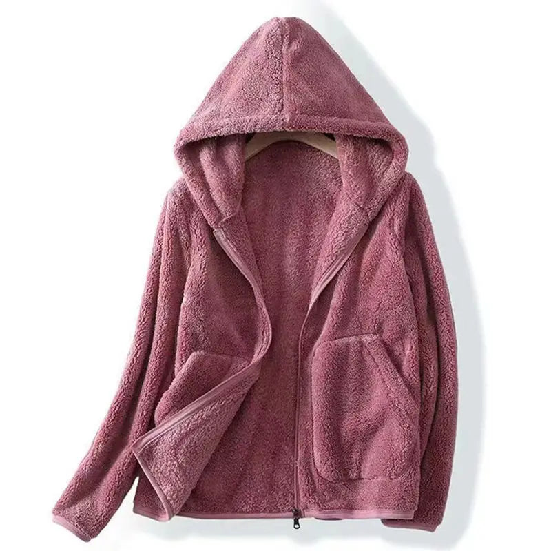 Plush Hooded Zip-Through Fleece Jacket