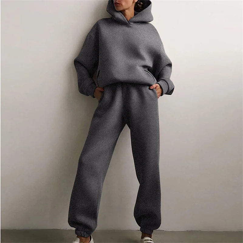 Relaxed Cotton Blend Hoodie & Jogger Lounge Set