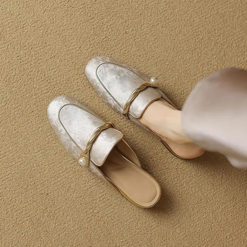Lustre Satin Slip-On Heeled Mules