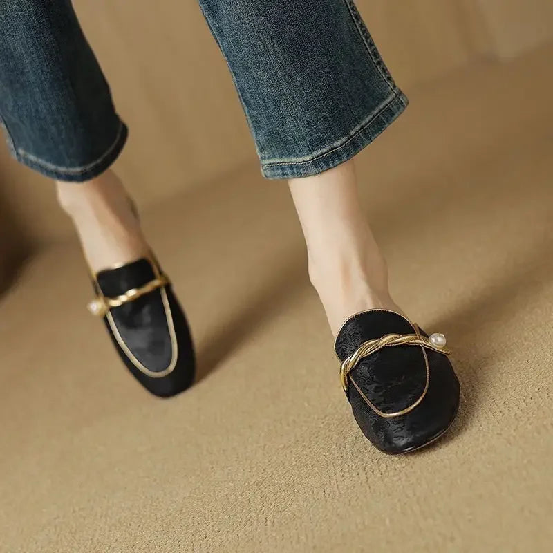 Lustre Satin Slip-On Heeled Mules