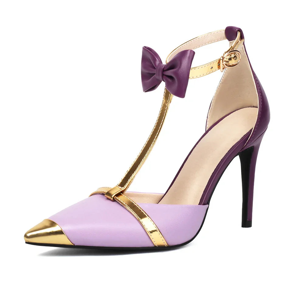 Bow Detail Pointed Toe Kitten Heel Mules