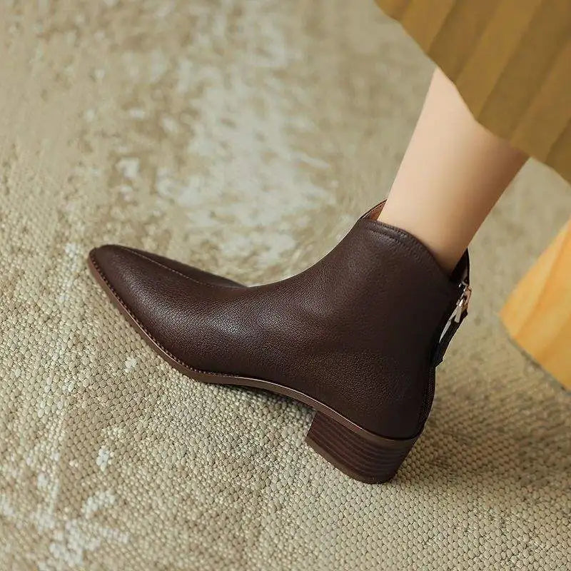 Classic Lace-Up Leather Ankle Boots