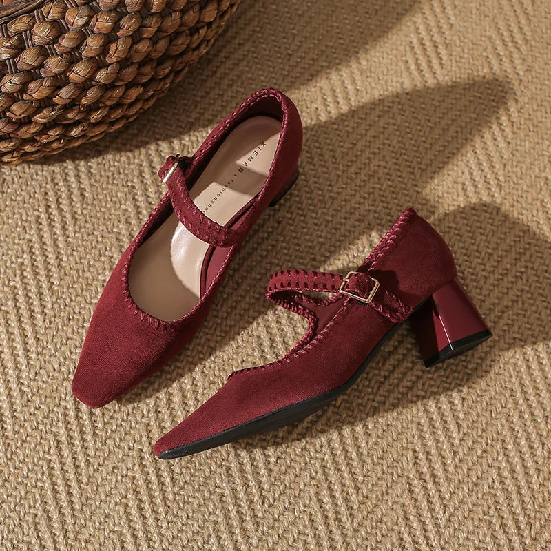 Suede Block Heel Lace-Up Sandals