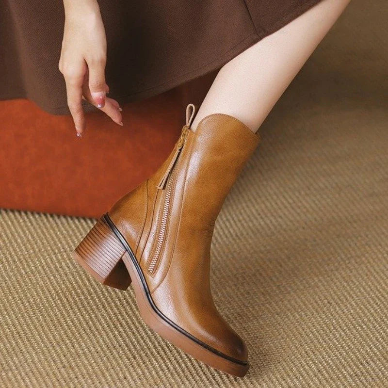 Classic Leather Zip Ankle Boots