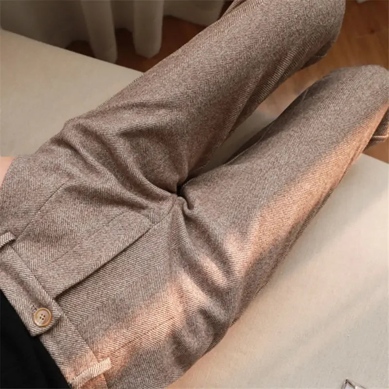 Tailored High-Waist Wool Dress Trousers