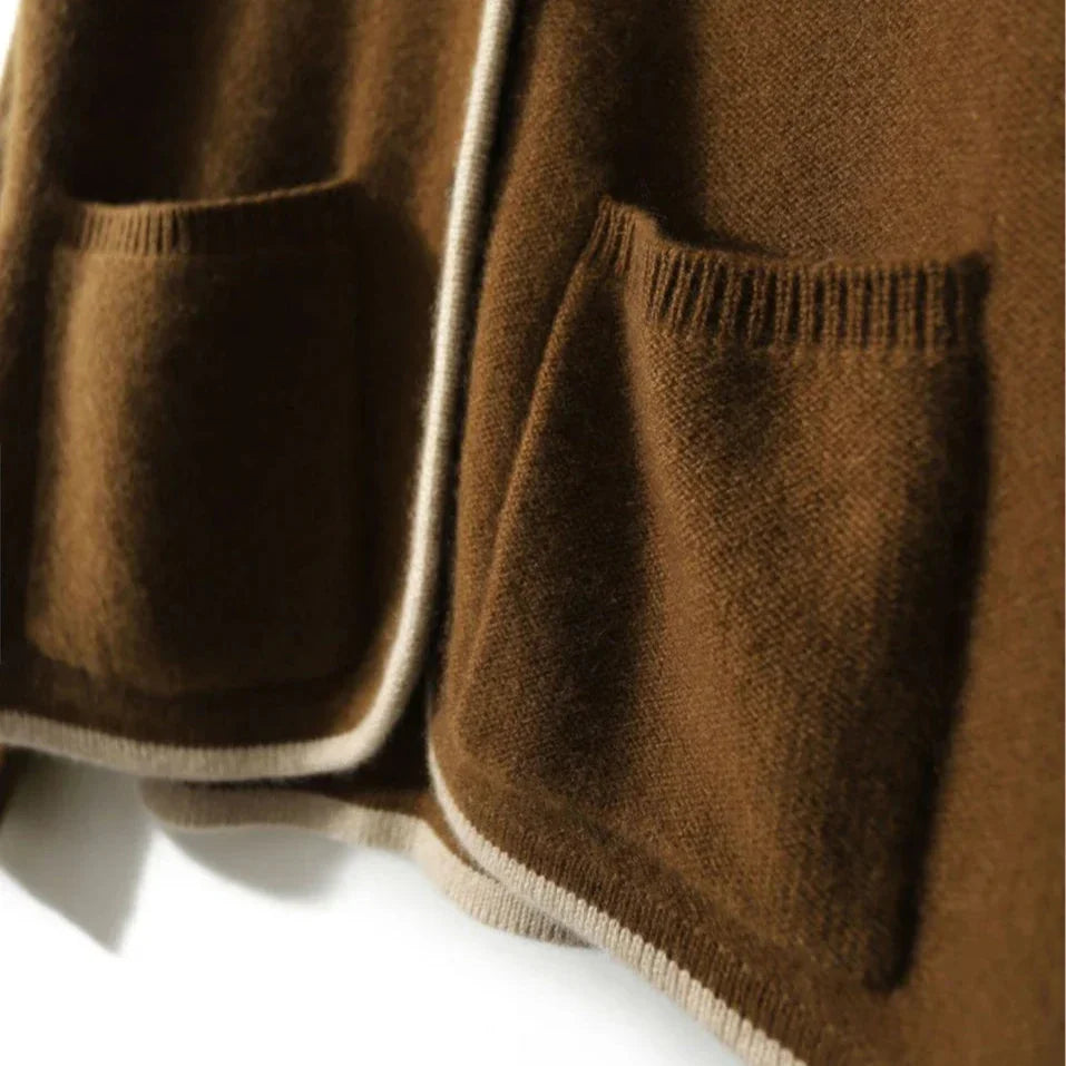 Contrast Trim Wool-Blend Relaxed Cardigan