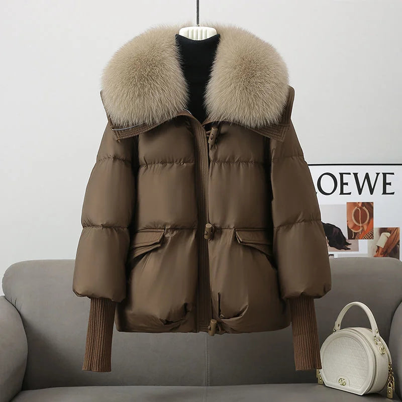 Oversized Faux Fur Collar Insulated Winter Parka Coat