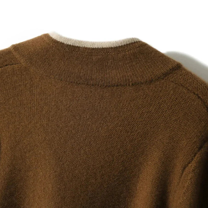 Contrast Trim Wool-Blend Relaxed Cardigan