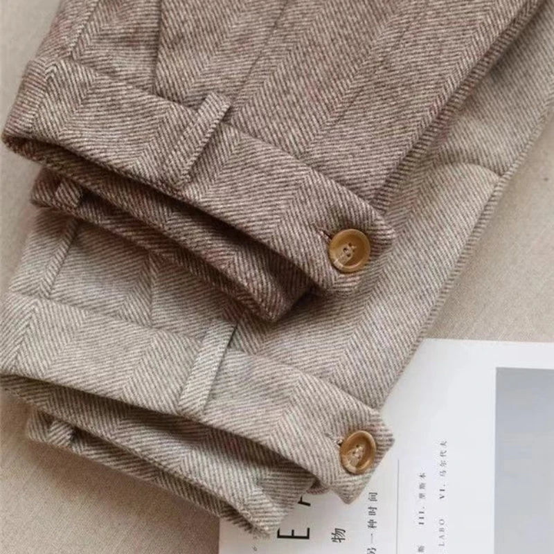 Tailored High-Waist Wool Dress Trousers