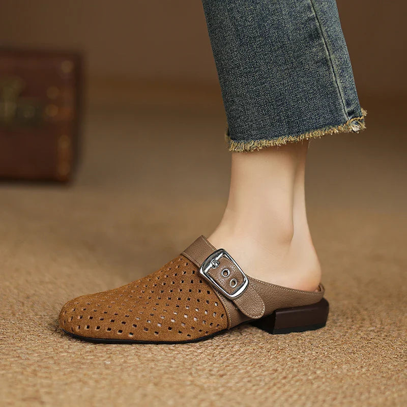 Cushioned Suede Adjustable Strap Clog Sandals