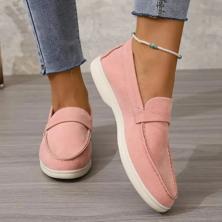 Minimal Suede Penny Loafers with Cushioned Comfort Sole