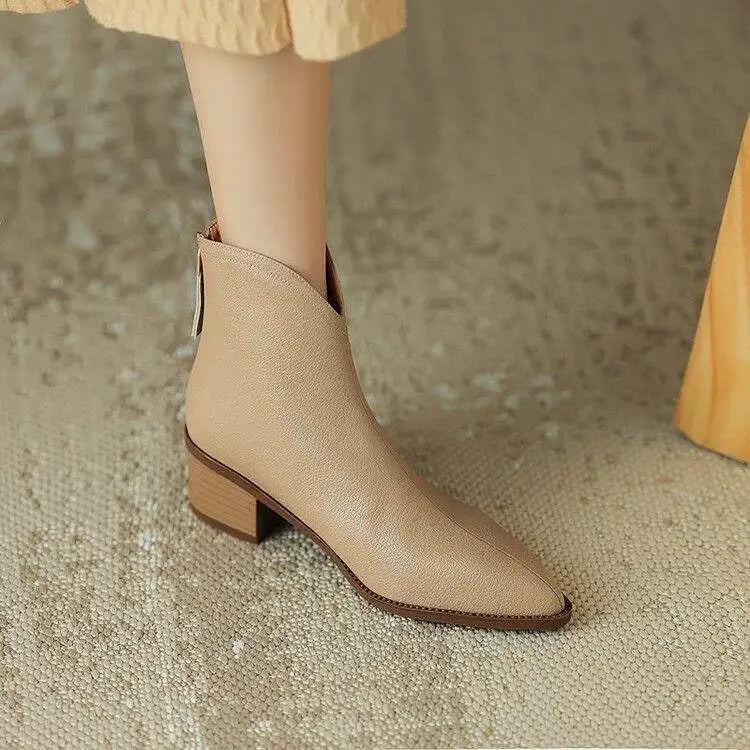 Classic Lace-Up Leather Ankle Boots