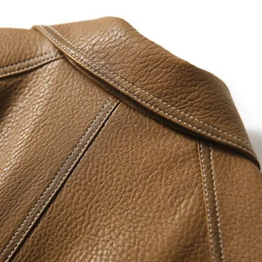 Structured Faux Leather Utility Jacket