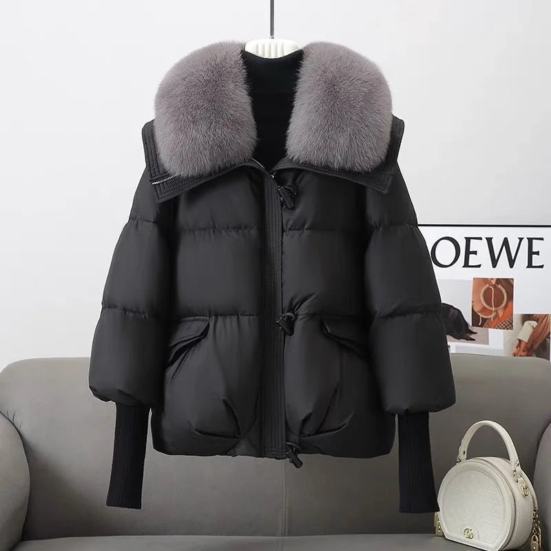 Oversized Faux Fur Collar Insulated Winter Parka Coat