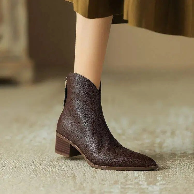 Classic Lace-Up Leather Ankle Boots