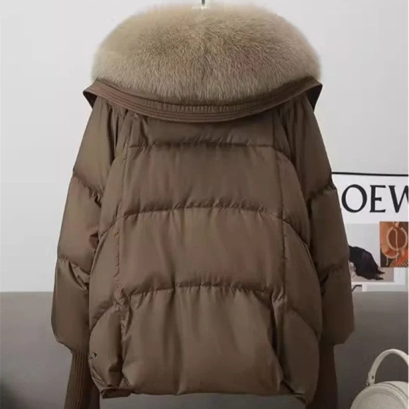 Oversized Faux Fur Collar Insulated Winter Parka Coat