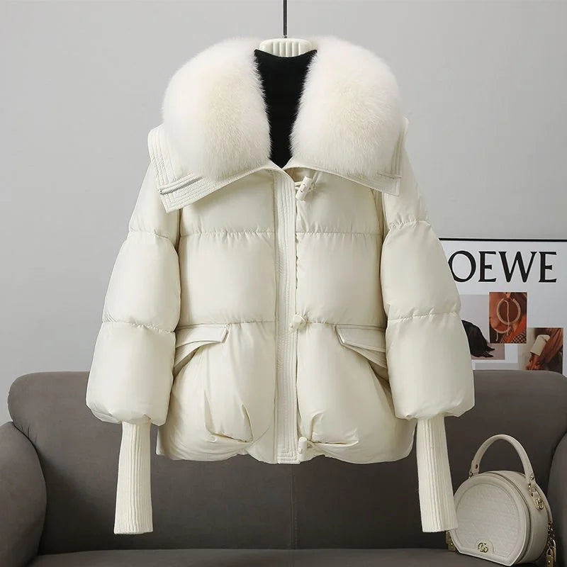 Oversized Faux Fur Collar Insulated Winter Parka Coat