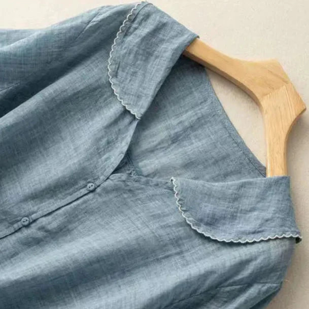 Relaxed Linen Blend Patch Pocket Blouse