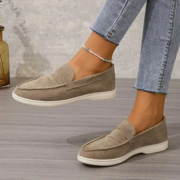 Minimal Suede Penny Loafers with Cushioned Comfort Sole