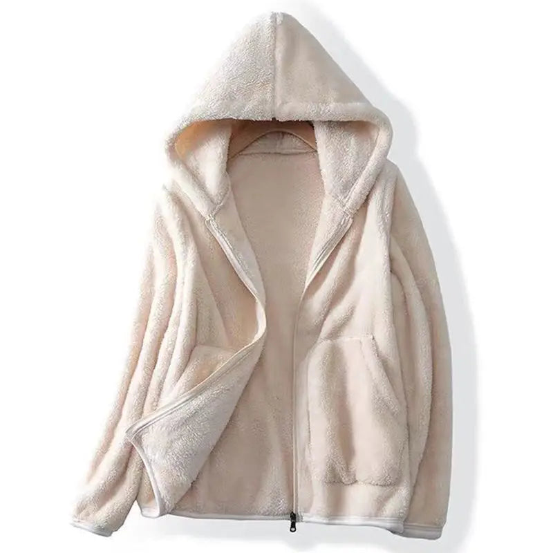 Plush Hooded Zip-Through Fleece Jacket