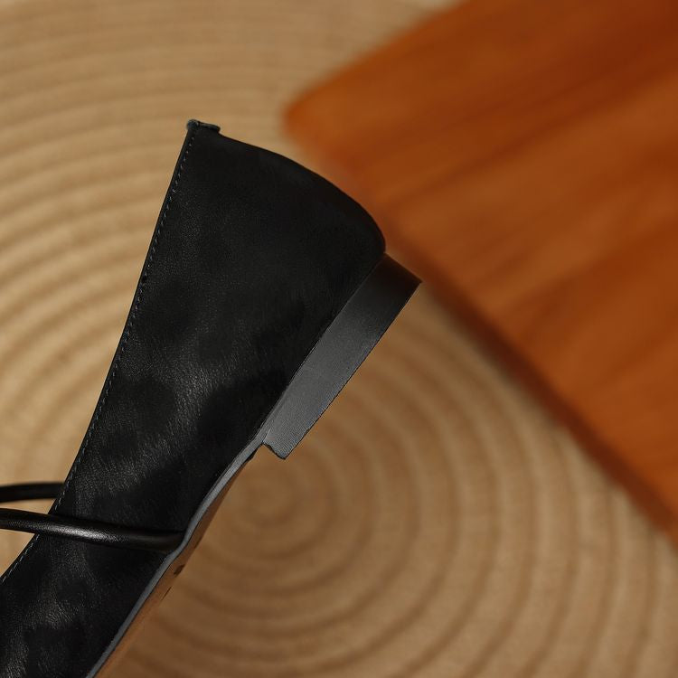 Double-Strap Slingback Leather Ballet Flats