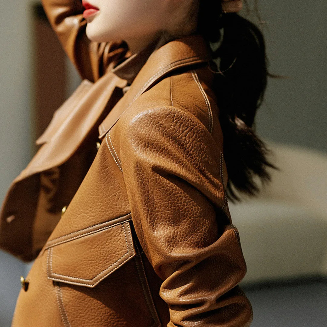Structured Faux Leather Utility Jacket
