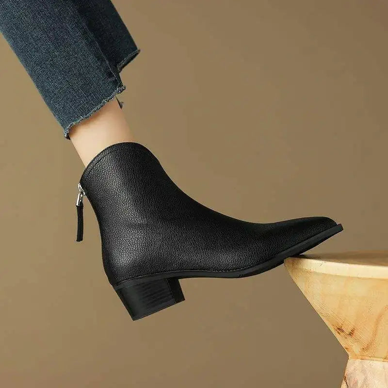 Classic Lace-Up Leather Ankle Boots