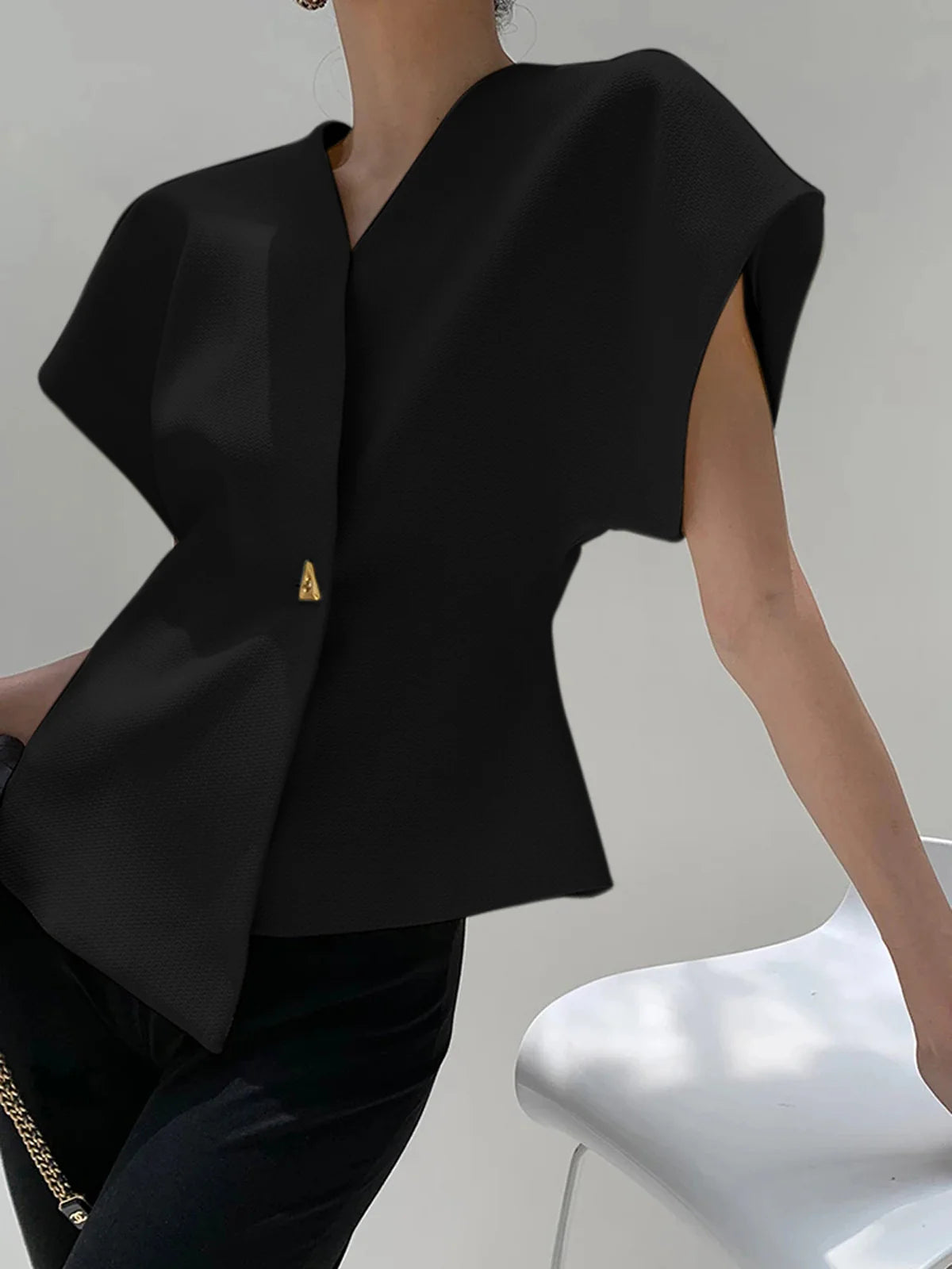 V-Neck Button Front Blouse