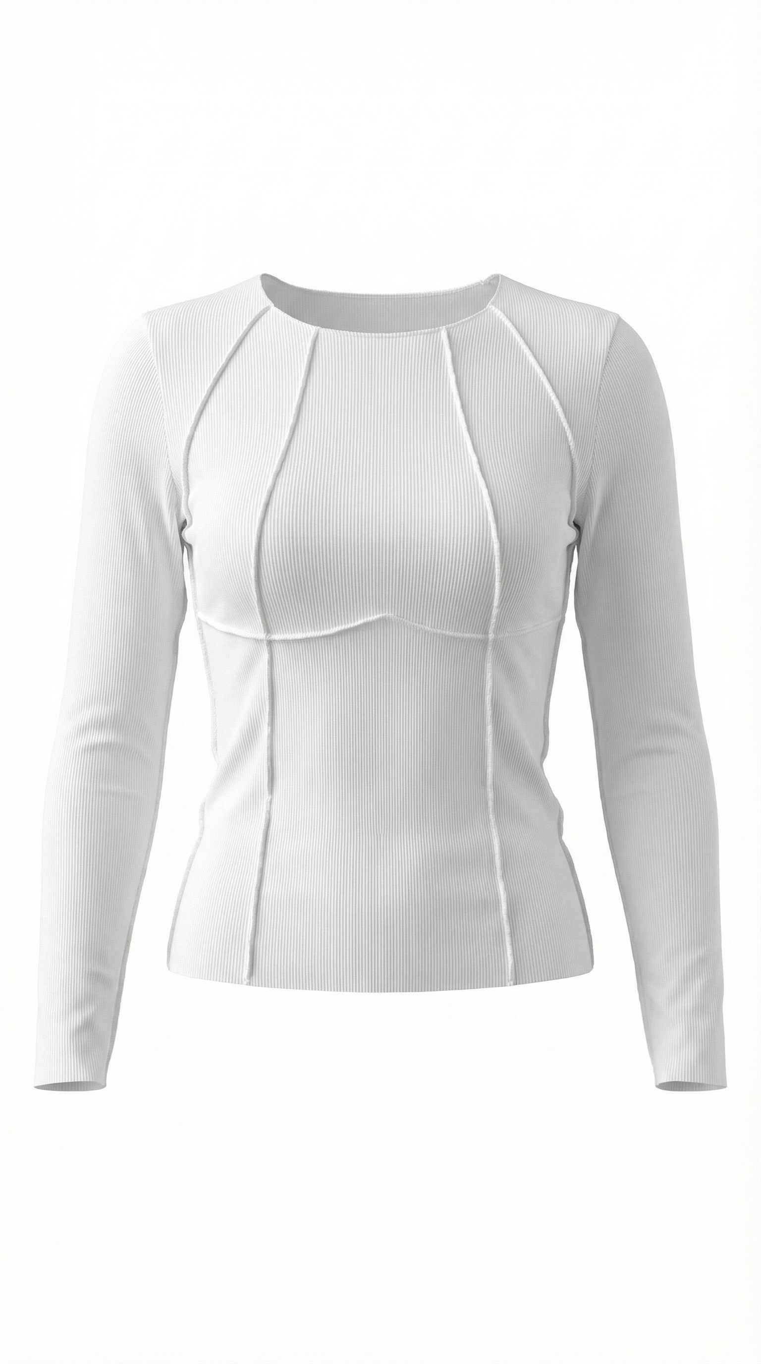 Piping Ribbed Long Sleeve Top