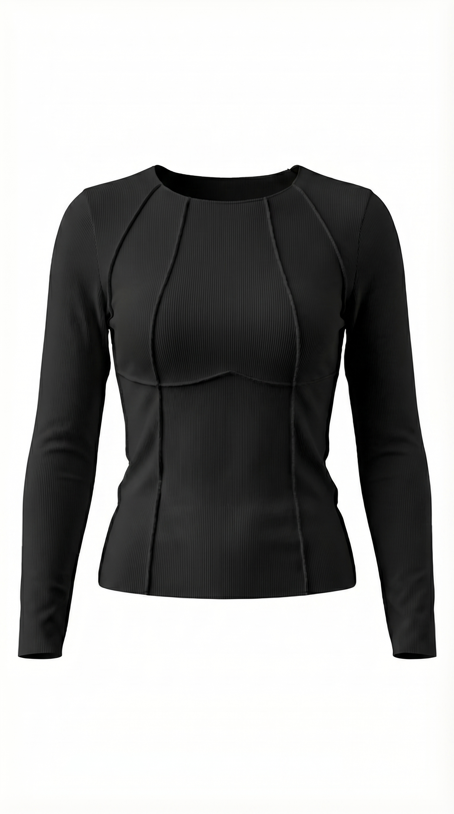 Piping Ribbed Long Sleeve Top