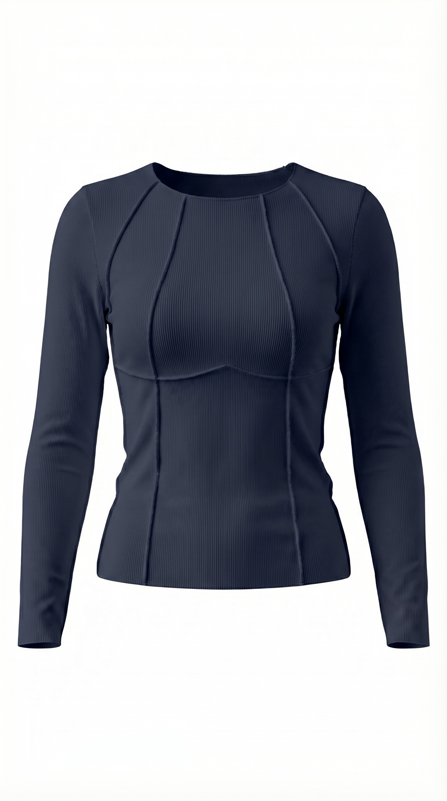 Piping Ribbed Long Sleeve Top