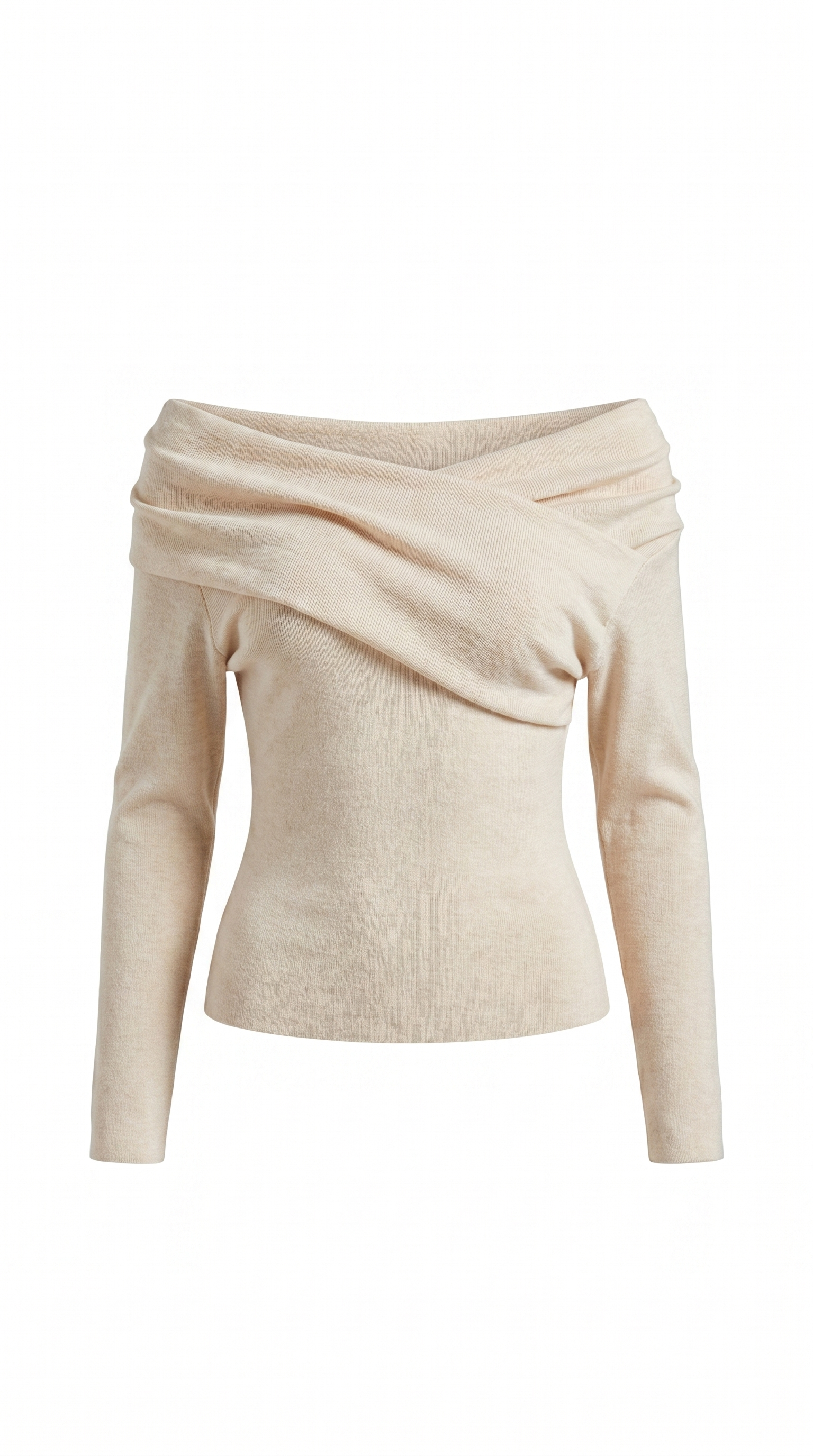 Off-Shoulder Wrap Knit Long Sleeve Top