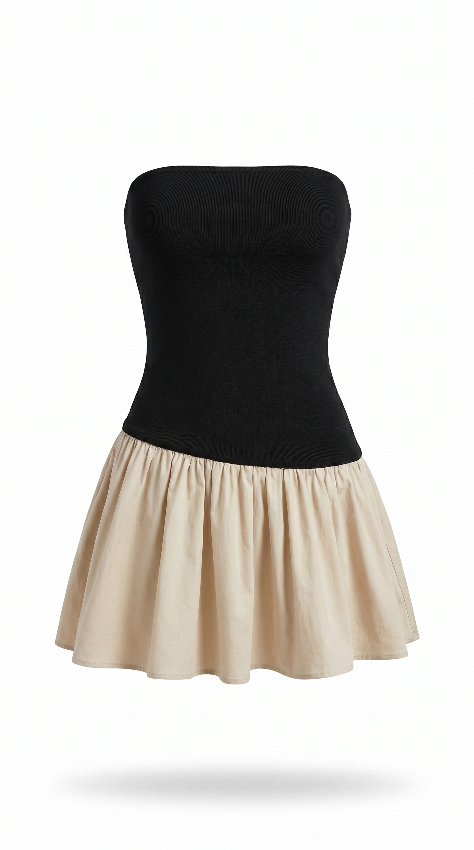 Contrast Bustier Open-Back Mini Dress