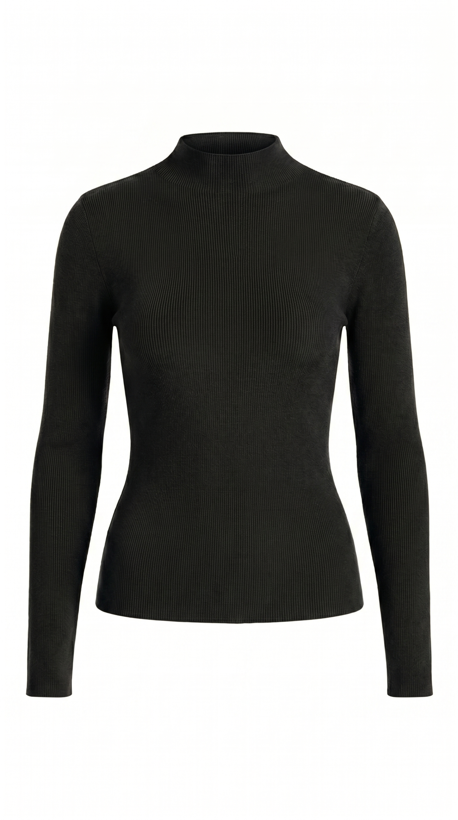 Ribbed Mock Neck Wool Blend Knit Top
