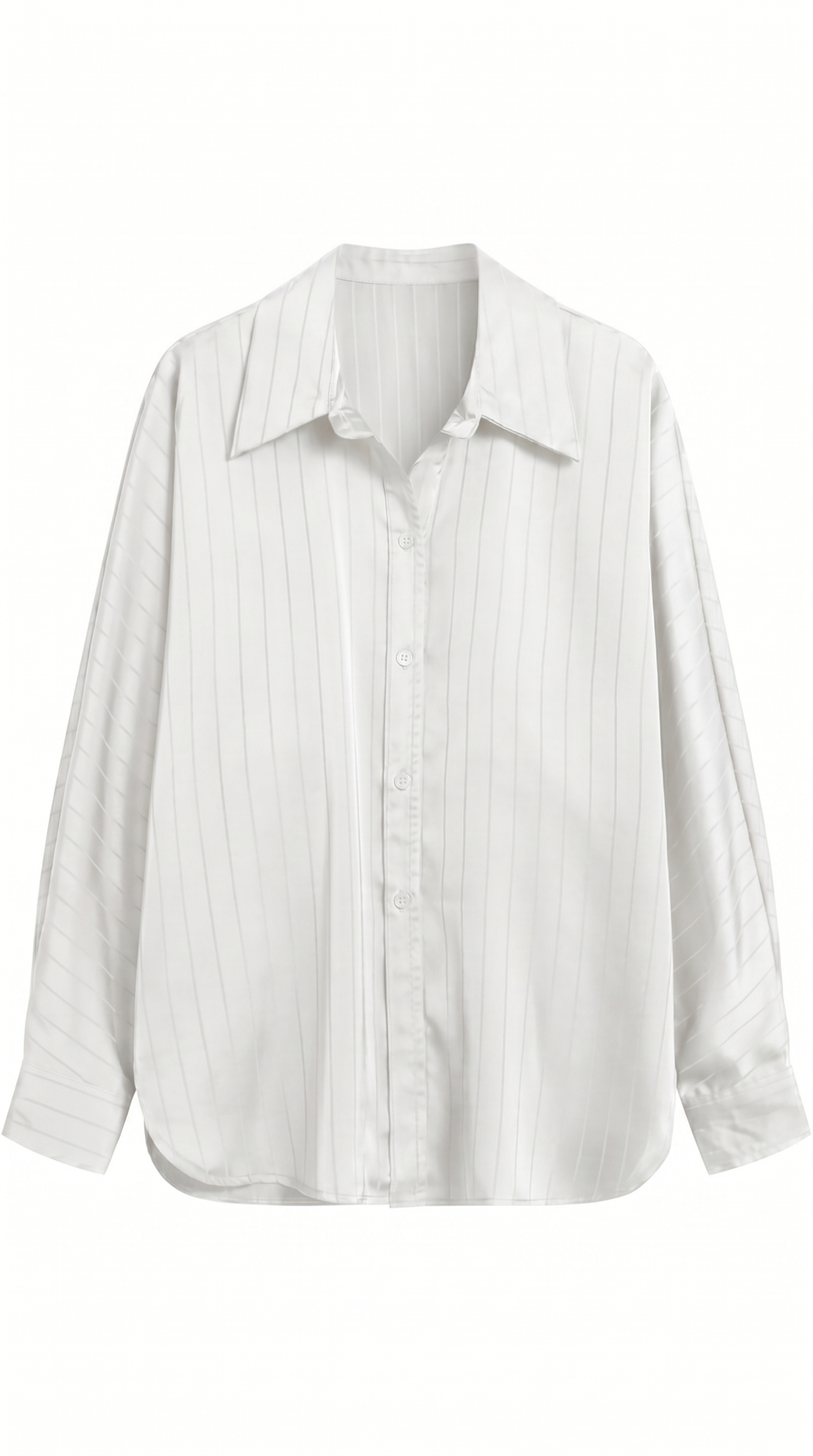 Relaxed Long Sleeve Collared Button-Up Shirt