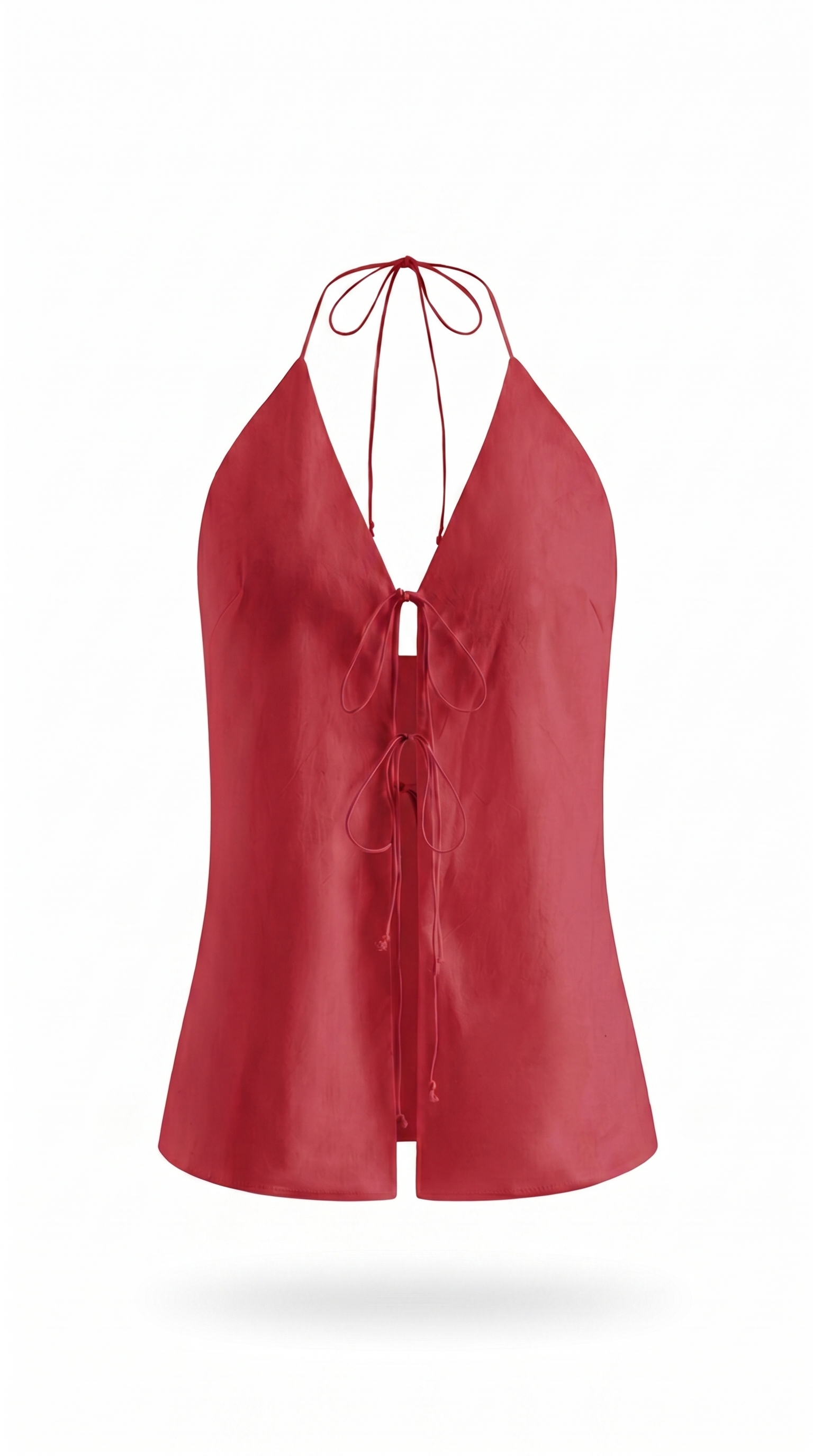 Linen Blend Halter Open-Back Shorts Set