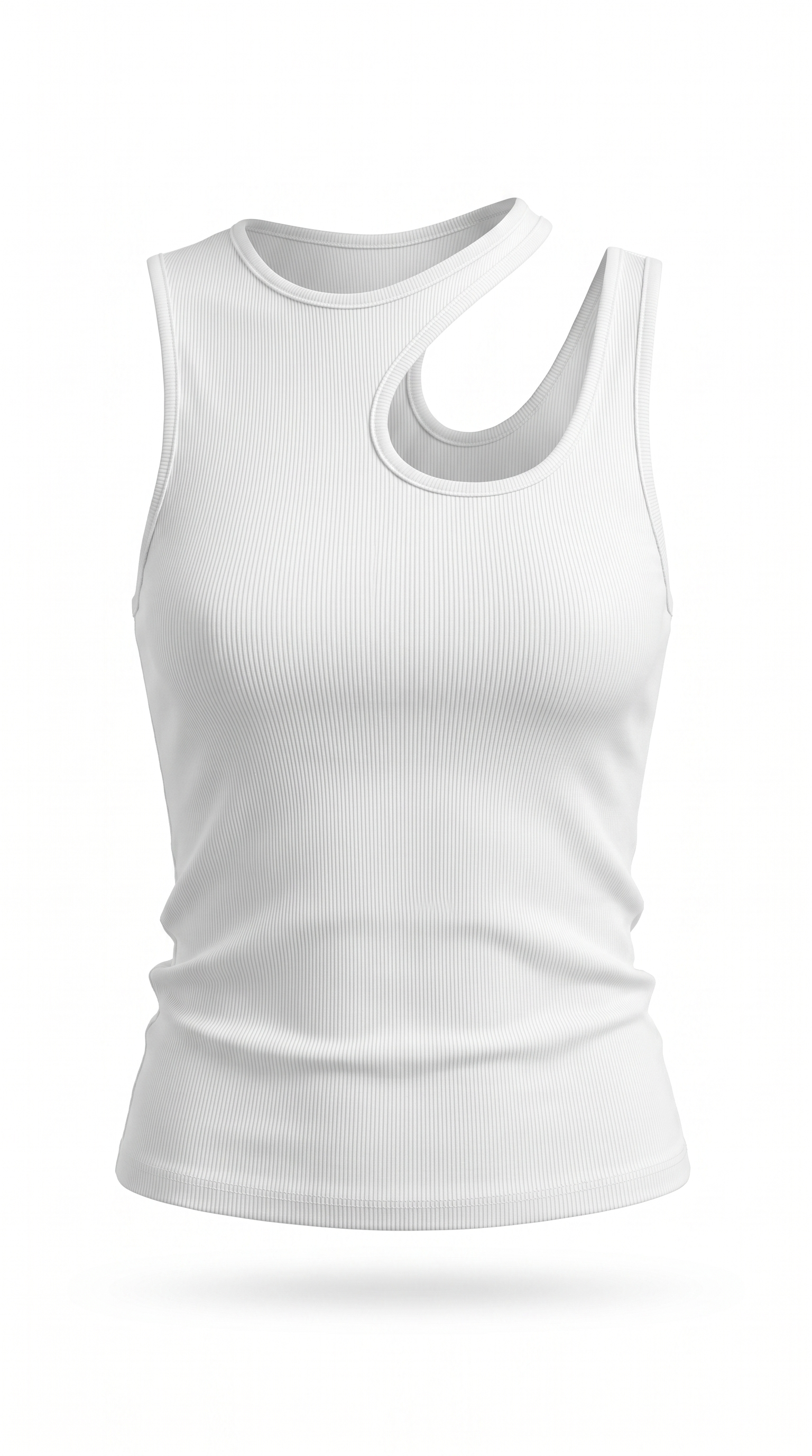 Ribbed Cutout Sheer Knit Tank